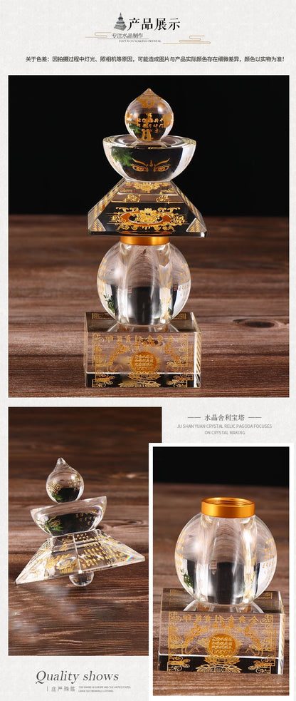 GOOD 2023  HOME CAR Altar Buddhist  crystal buddha Pagoda tower safety healthy talisman Amulet Sacred Sarita stupa Manna bottle