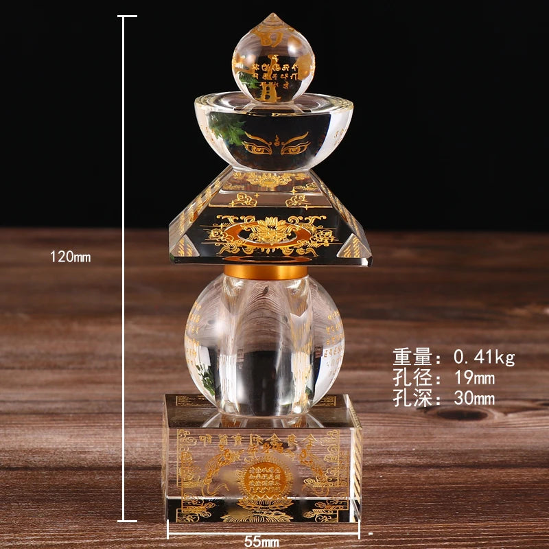GOOD 2023  HOME CAR Altar Buddhist  crystal buddha Pagoda tower safety healthy talisman Amulet Sacred Sarita stupa Manna bottle