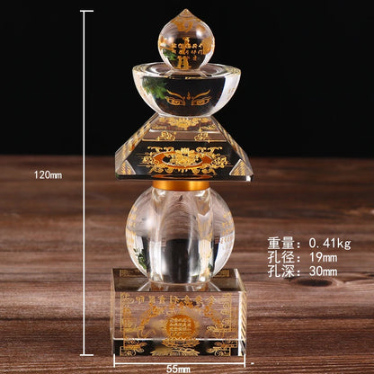 GOOD 2023  HOME CAR Altar Buddhist  crystal buddha Pagoda tower safety healthy talisman Amulet Sacred Sarita stupa Manna bottle