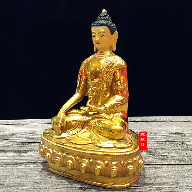 GOOD --20cm Buddhist Buddhism efficacious Protection Tibet Nepal Gold-plated brass gold Mitukpa Buddha Religious statue