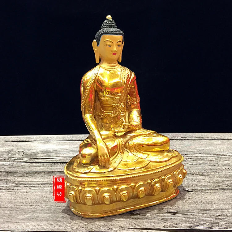 GOOD --20cm Buddhist Buddhism efficacious Protection Tibet Nepal Gold-plated brass gold Mitukpa Buddha Religious statue