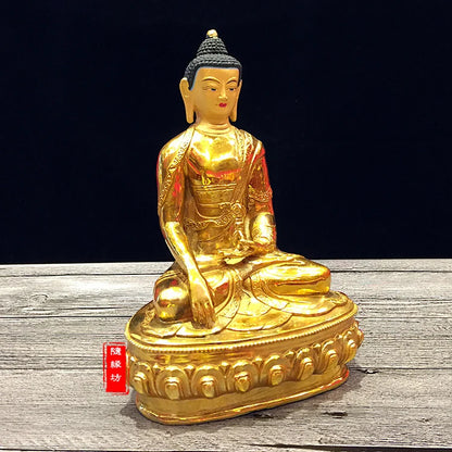 GOOD --20cm Buddhist Buddhism efficacious Protection Tibet Nepal Gold-plated brass gold Mitukpa Buddha Religious statue