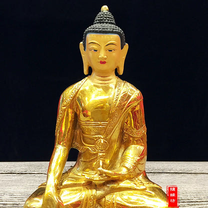 GOOD --20cm Buddhist Buddhism efficacious Protection Tibet Nepal Gold-plated brass gold Mitukpa Buddha Religious statue