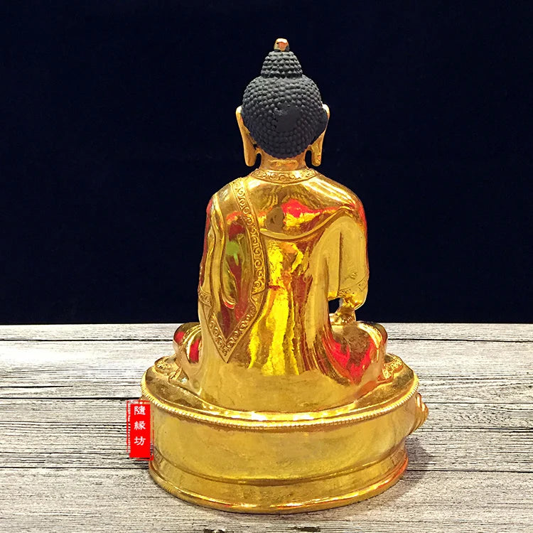 GOOD --20cm Buddhist Buddhism efficacious Protection Tibet Nepal Gold-plated brass gold Mitukpa Buddha Religious statue