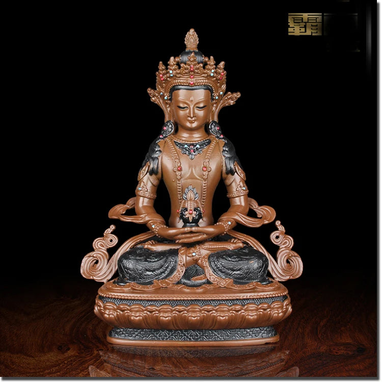 GOOD 24 cm # High grade Buddha figure  HOME hall TOP efficacious Protection Buddhism Amitayus bronze buddha figure statue