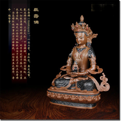 GOOD 24 cm # High grade Buddha figure  HOME hall TOP efficacious Protection Buddhism Amitayus bronze buddha figure statue