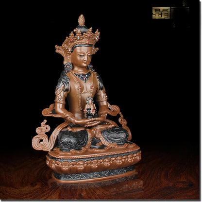 GOOD 24 cm # High grade Buddha figure  HOME hall TOP efficacious Protection Buddhism Amitayus bronze buddha figure statue