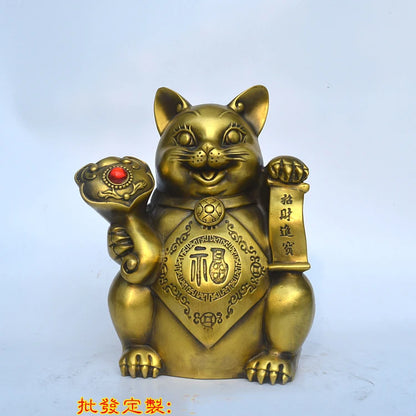 GOOD # 24CM- HOME OFFICE SHOP TOP efficacious Mascot thriving business copper Fortune Cat money box FENG SHUI statue