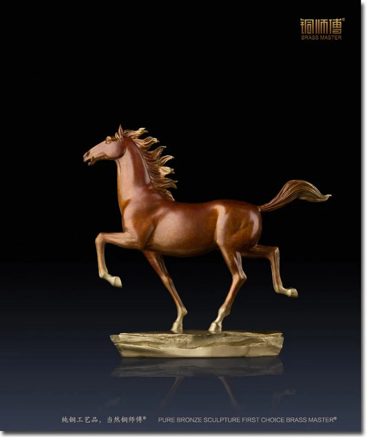 GOOD--39CM LARGE # High-grade Business crafts-- bring wealth fortune Good luck color brass horse statue Efficacious Mascot