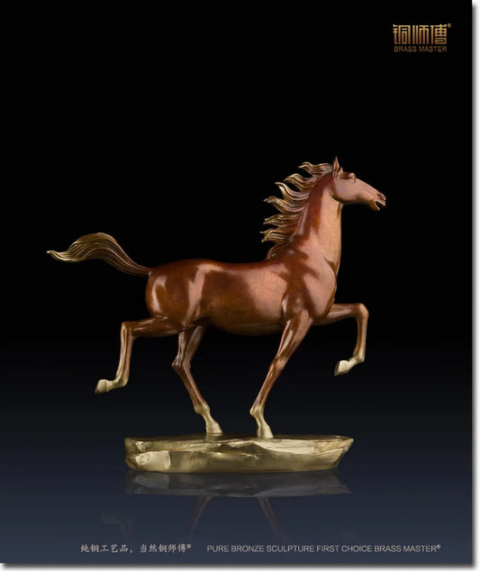 GOOD--39CM LARGE # High-grade Business crafts-- bring wealth fortune Good luck color brass horse statue Efficacious Mascot