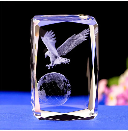GOOD ART HOME shop Talisman- TOP COOL ART animal eagle hawk FENG SHUI Figurine 3D Crystal decorative art statue