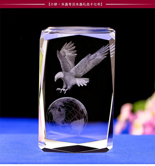 GOOD ART HOME shop Talisman- TOP COOL ART animal eagle hawk FENG SHUI Figurine 3D Crystal decorative art statue