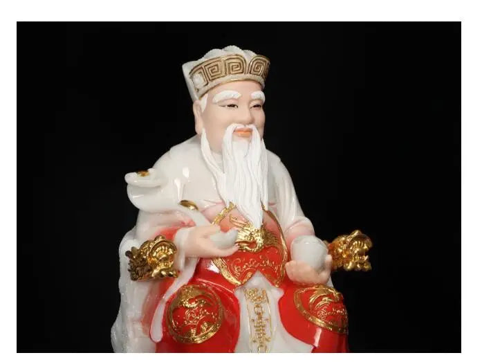 GOOD Asia HOME SHOP jade Buddha statue Bring good luck money God of wealth Recruit wealth TU DI GONG Mammon buddha statue