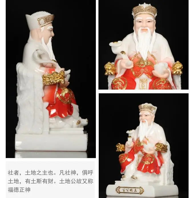 GOOD Asia HOME SHOP jade Buddha statue Bring good luck money God of wealth Recruit wealth TU DI GONG Mammon buddha statue