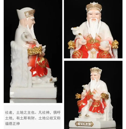 GOOD Asia HOME SHOP jade Buddha statue Bring good luck money God of wealth Recruit wealth TU DI GONG Mammon buddha statue