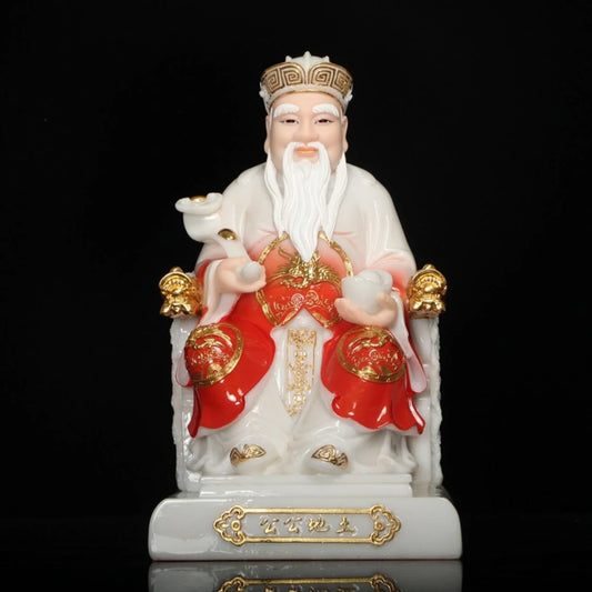 GOOD Asia HOME SHOP jade Buddha statue Bring good luck money God of wealth Recruit wealth TU DI GONG Mammon buddha statue