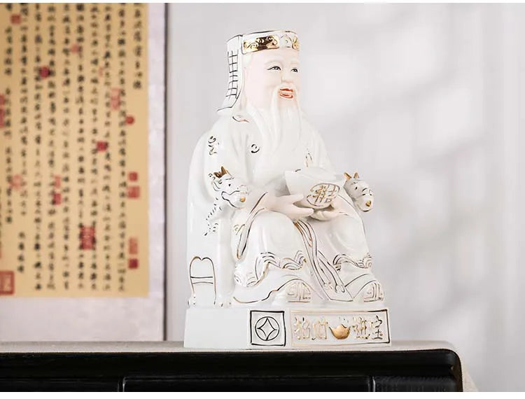 GOOD Asia Indonesia Vietnam Thailand HOME SHOP Porcelain TU DI GONG God of wealth Mammon statue Bring good luck Recruit wealth