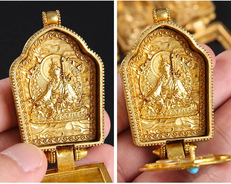 GOOD Asia Nepal Thailand pocket travel efficacious Mascot safe good luck Almighty God Guru Rinpoche Buddha Amulet copper Pendant
