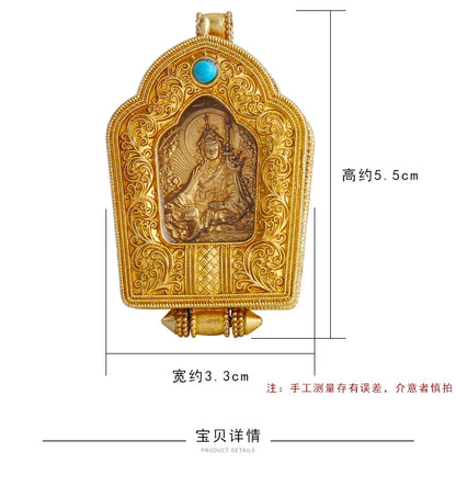 GOOD Asia Nepal Thailand pocket travel efficacious Mascot safe good luck Almighty God Guru Rinpoche Buddha Amulet copper Pendant