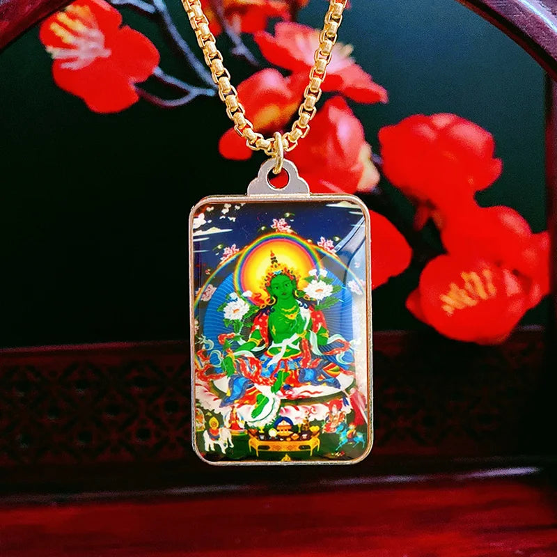 GOOD Asia Thailand Tibet efficacious safety good luck exorcise evil spirit Amulet goddess Green Tara Guanyin Buddha Pendant