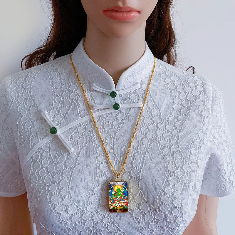 GOOD Asia Thailand Tibet efficacious safety good luck exorcise evil spirit Amulet goddess Green Tara Guanyin Buddha Pendant