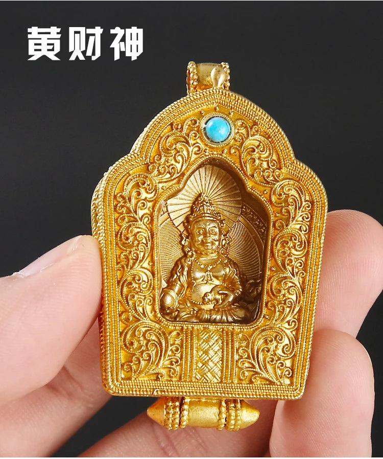 GOOD Asia Thailand pocket travel efficacious Mascot safe good luck God of wealth Yellow Jambhala Buddha Amulet copper Pendant