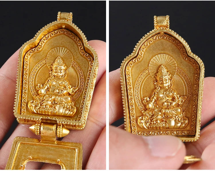 GOOD Asia Thailand pocket travel efficacious Mascot safe good luck God of wealth Yellow Jambhala Buddha Amulet copper Pendant