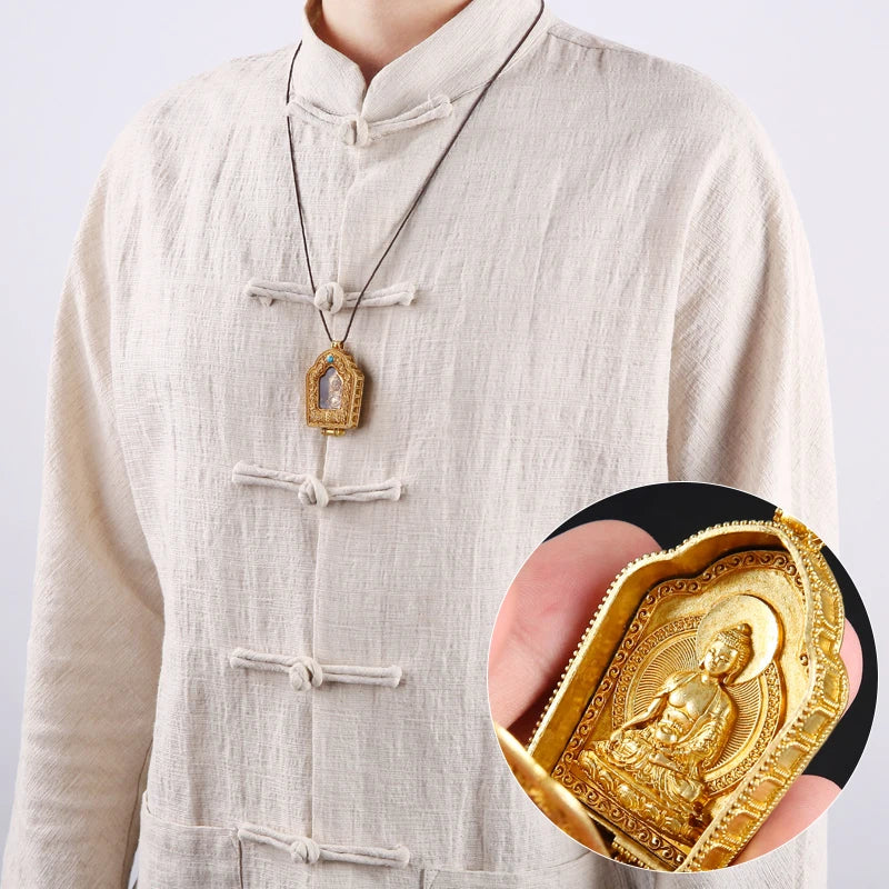 GOOD Asia Thailand pocket travel efficacious Mascot safe good luck God of wealth Yellow Jambhala Buddha Amulet copper Pendant