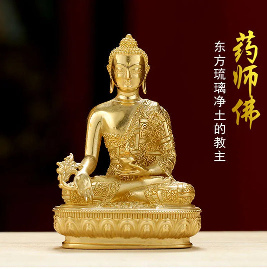 GOOD BUDDHA Buddhist pocket Travel Carry-on talisman bless safety good luck Handmade gilding the Medicine Guru Buddha statue