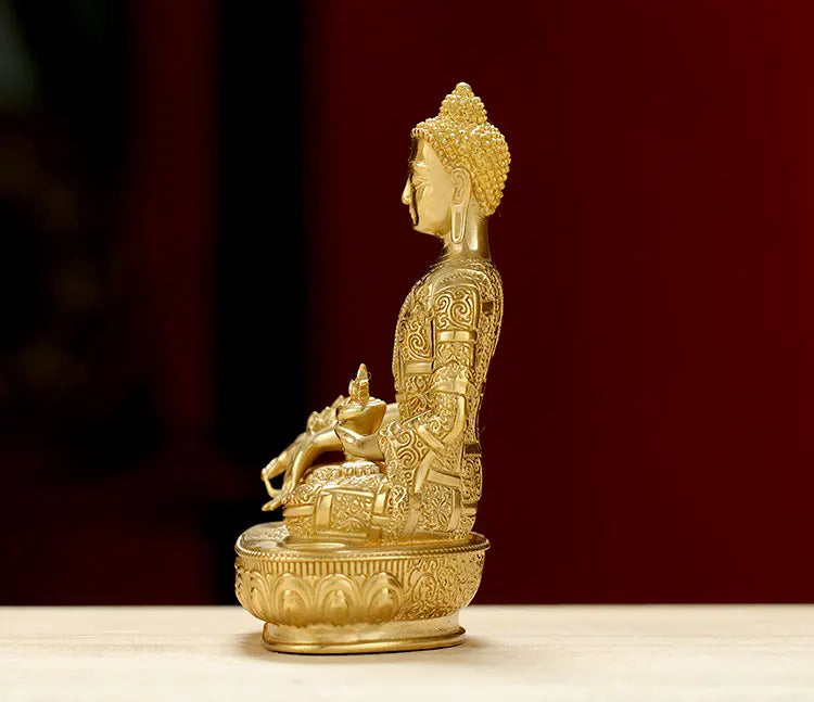 GOOD BUDDHA Buddhist pocket Travel Carry-on talisman bless safety good luck Handmade gilding the Medicine Guru Buddha statue