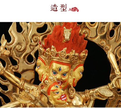 GOOD Buddha --home family efficacious Protection Buddhist Buddhism brass Hayagriva Yamantaka Gold-plated Buddha statue