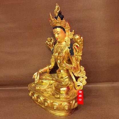 GOOD --Buddhist Buddhism home family efficacious Protection Gold-plated brass gold White Tara Avalokiteshvara Buddha  statue