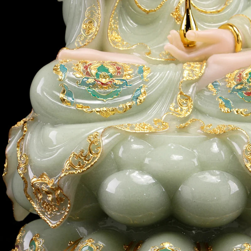 GOOD Buddhist high grade Guan yin bodhisattva Buddha jade gilding Sculpture statue Home SHOP efficacious Talisman Mascot  30CM