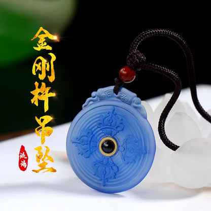 GOOD Buddhist supplies 2022 Greco-Buddhist pocket travel efficacious Mascot Mantra Buddha Eye Vajra Glazed Pendant bless Amulet