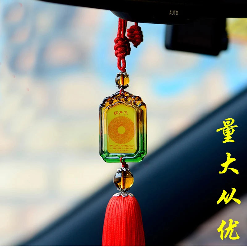 GOOD Buddhist supplies Greco-Buddhist HOME CAR efficacious Mascot crystal Shurangama Mantra Pendant Amulet bless safety healthy