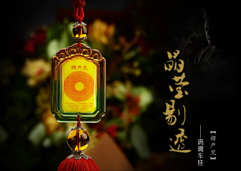 GOOD Buddhist supplies Greco-Buddhist HOME CAR efficacious Mascot crystal Shurangama Mantra Pendant Amulet bless safety healthy