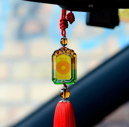 GOOD Buddhist supplies Greco-Buddhist HOME CAR efficacious Mascot crystal Shurangama Mantra Pendant Amulet bless safety healthy