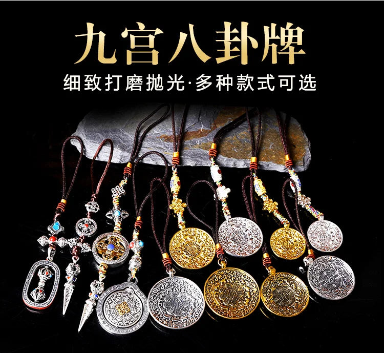 GOOD Buddhist supply 12PCS # Buddhist ritual efficacious talisman Tibetan Buddhism eight diagrams & ninth Palace safe Pendant