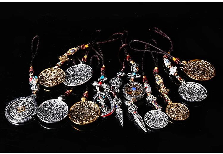 GOOD Buddhist supply 12PCS # Buddhist ritual efficacious talisman Tibetan Buddhism eight diagrams & ninth Palace safe Pendant