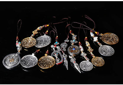 GOOD Buddhist supply 12PCS # Buddhist ritual efficacious talisman Tibetan Buddhism eight diagrams & ninth Palace safe Pendant
