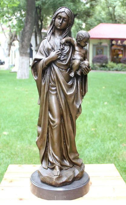 GOOD  Christianity Catholicism Madonna with child Jesus Christ Home Decor Religious Decoration bronze art statue  58CM