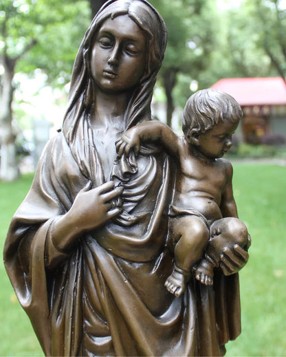 GOOD  Christianity Catholicism Madonna with child Jesus Christ Home Decor Religious Decoration bronze art statue  58CM
