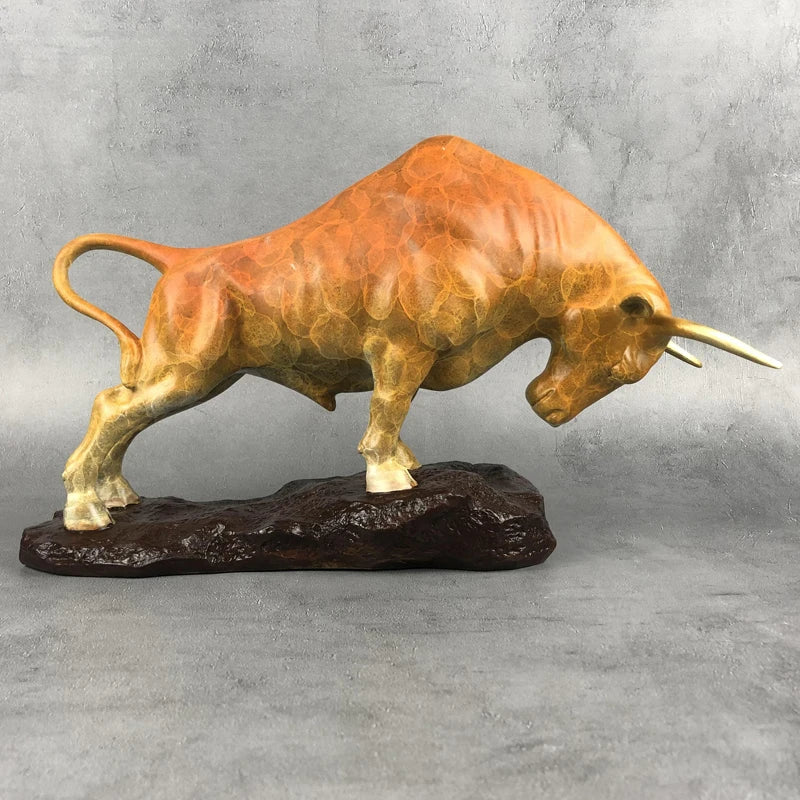 GOOD Company home Porch lobby thriving business Money Good luck Lucky Bull color brass Sculpture ART best office Ornament