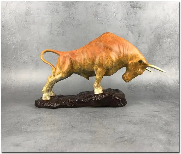 GOOD Company home Porch lobby thriving business Money Good luck Lucky Bull color brass Sculpture ART best office Ornament