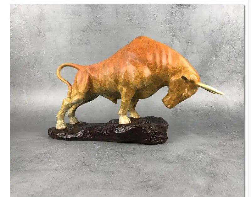 GOOD Company home Porch lobby thriving business Money Good luck Lucky Bull color brass Sculpture ART best office Ornament