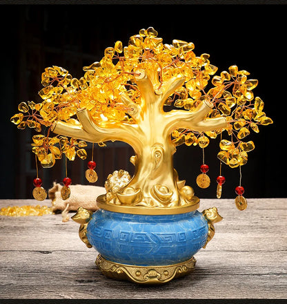 GOOD GIFT # Bring in wealth home shop company Money Drawing efficacious Mascot Gold crystal Pachira money Tree FENG SHUI statue
