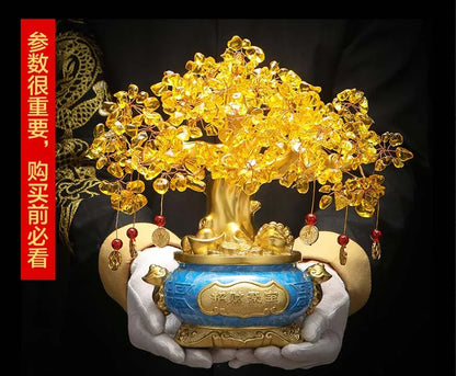 GOOD GIFT # Bring in wealth home shop company Money Drawing efficacious Mascot Gold crystal Pachira money Tree FENG SHUI statue
