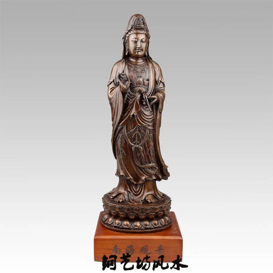 GOOD GUANYIN statue # family HOME TOP efficacious Protection- Nanhai Guanyin Avalokitesvara bronze statue-bless Safety Health