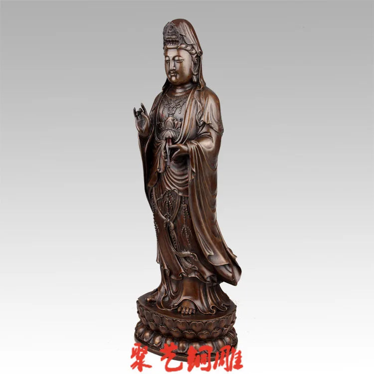 GOOD GUANYIN statue # family HOME TOP efficacious Protection- Nanhai Guanyin Avalokitesvara bronze statue-bless Safety Health