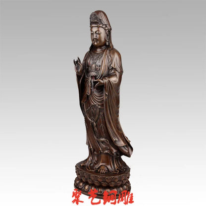 GOOD GUANYIN statue # family HOME TOP efficacious Protection- Nanhai Guanyin Avalokitesvara bronze statue-bless Safety Health